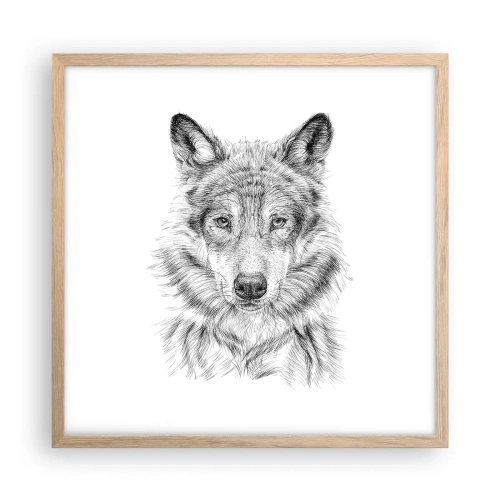 Plakat i ramme af lyst egetræ - En født leder - 50x50 cm