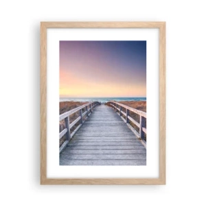 Plakat i ramme af lyst egetræ - Baltisk aften aura - 30x40 cm