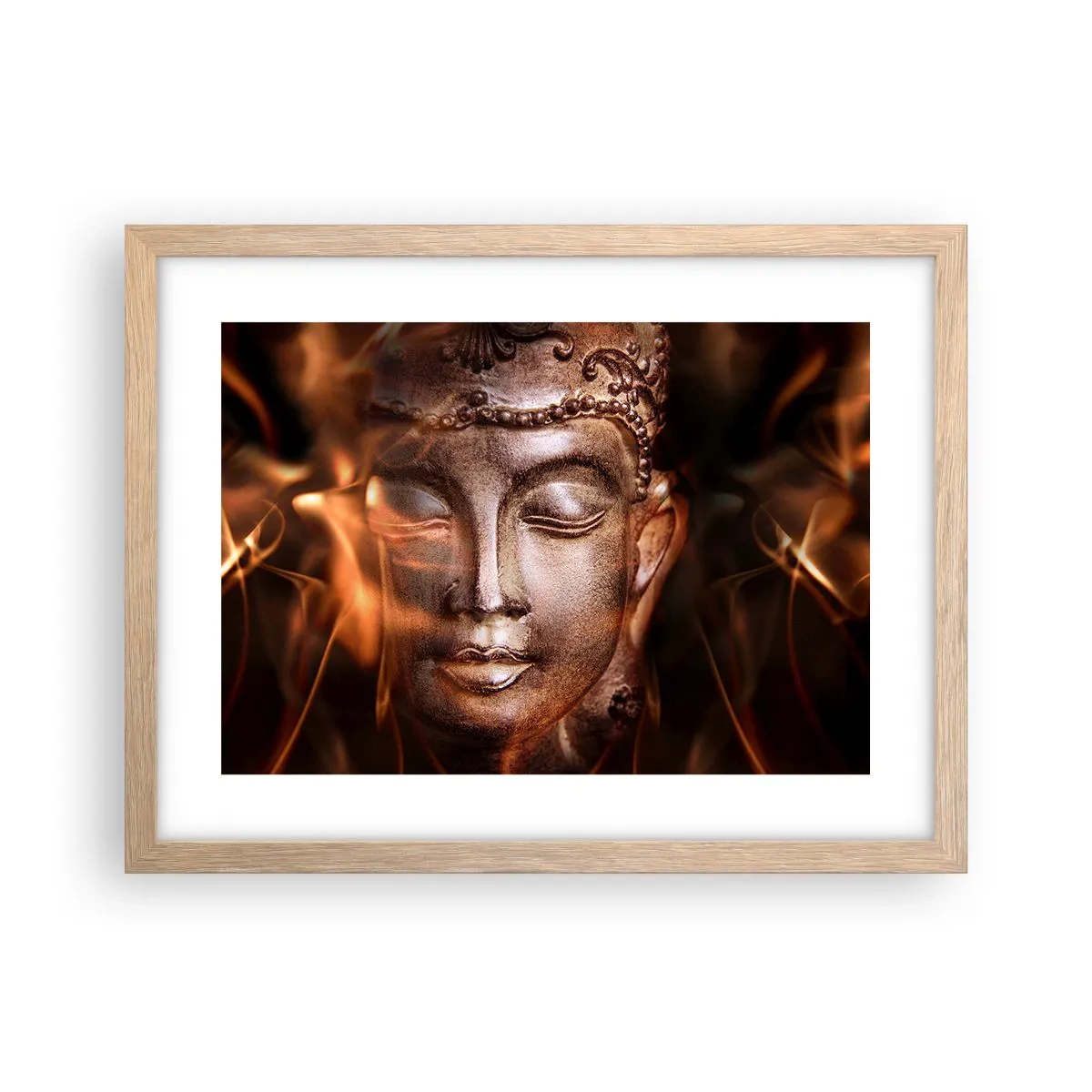 Plakat i ramme af lyst egetræ - Den eksisterer kun her og nu - 40x30 cm