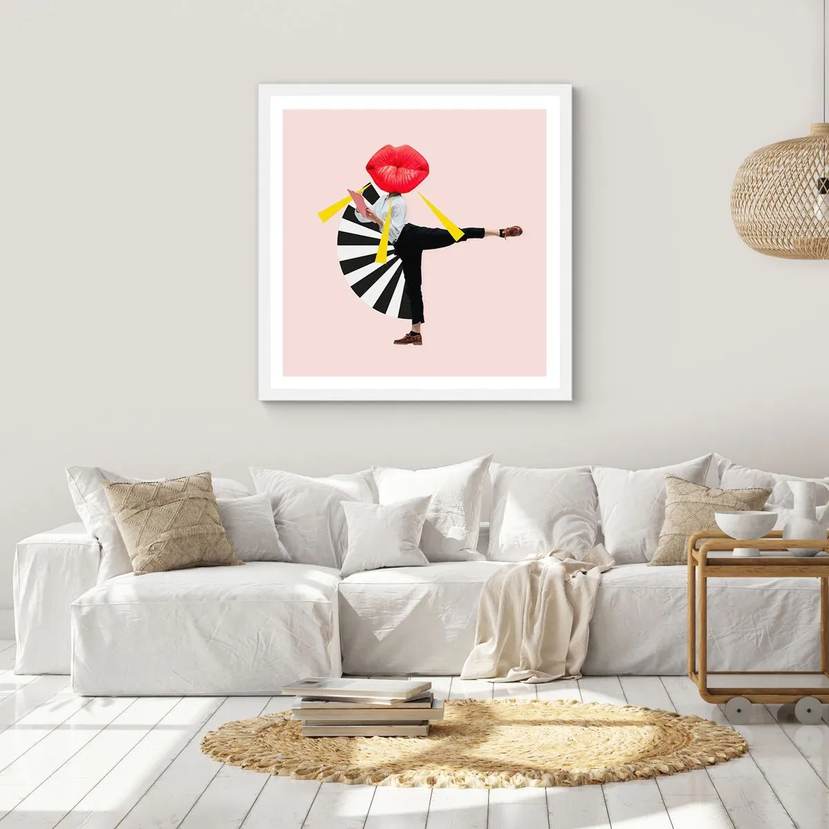 Plakat i hvid ramme - Surrealistisk popkunst - 30x30 cm