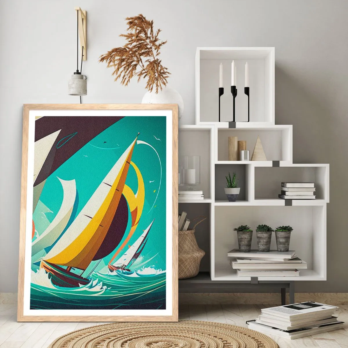 Plakat i ramme af lyst egetræ - Tæt på og personligt med elementerne - 50x70 cm