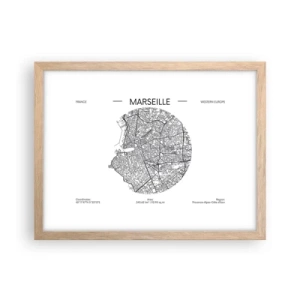 Plakat i ramme af lyst egetræ - Marseilles anatomi - 40x30 cm