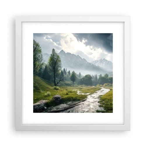 Plakat i hvid ramme - Der og tilbage - 30x30 cm