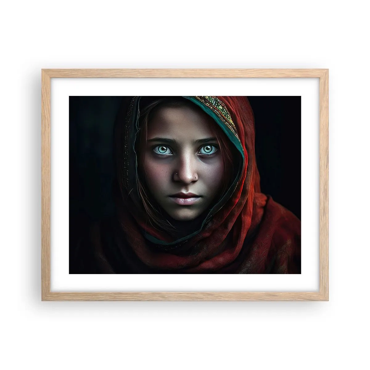 Plakat i ramme af lyst egetræ - Østens prinsesse - 50x40 cm