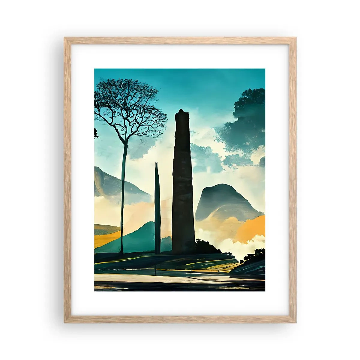 Plakat i ramme af lyst egetræ - Stadig højere og højere - 40x50 cm