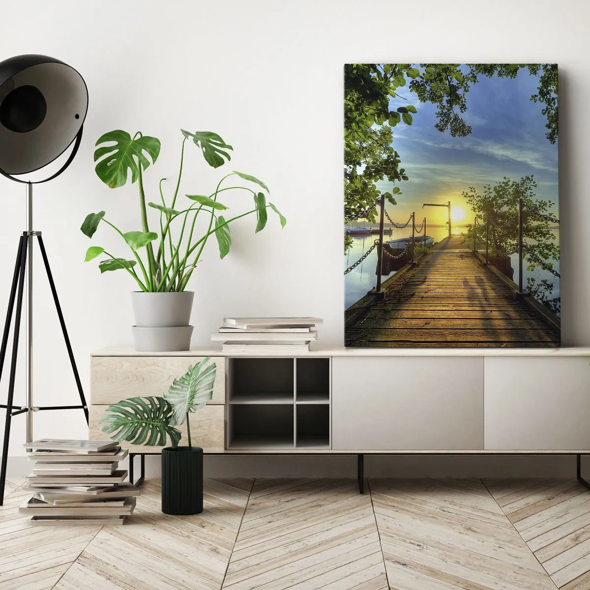 Lærredstryk - Billede på lærred - Mod vest ved vandet - 45x80 cm