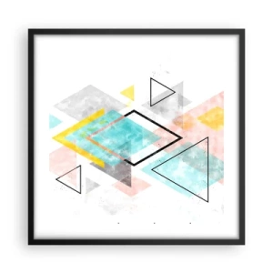 Plakat i sort ramme - Geometrisk leg - 50x50 cm
