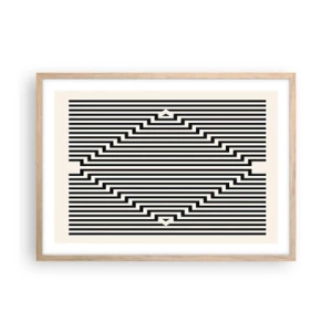Plakat i ramme af lyst egetræ - Geometrisk illusion - 70x50 cm