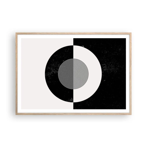 Plakat i ramme af lyst egetræ - Harmoni i sort og hvidt - 100x70 cm