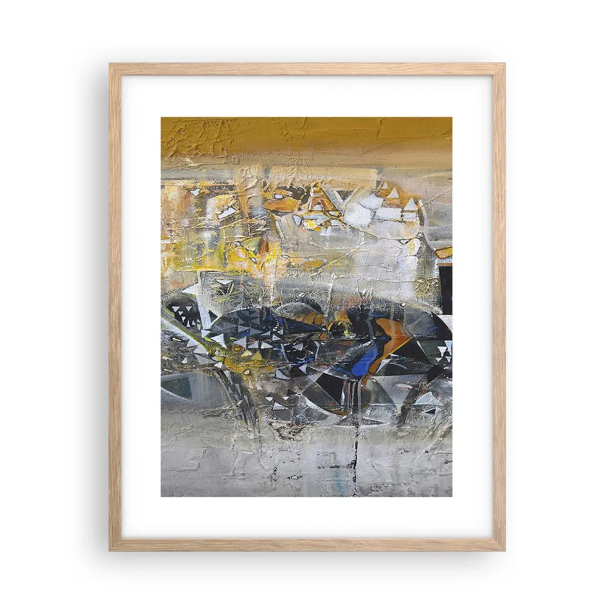 Plakat i ramme af lyst egetræ - Alt vil falde på plads - 40x50 cm