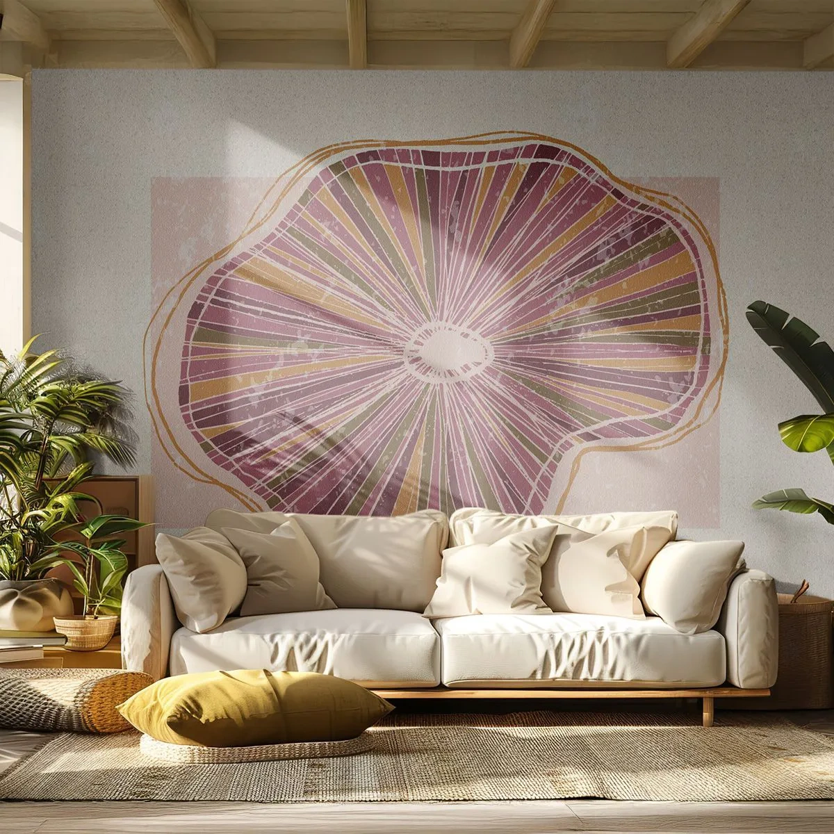 Fototapet Standard Eco - Strålende abstraktion - Boho, Minimalisme, Abstraktion - 300x210 cm