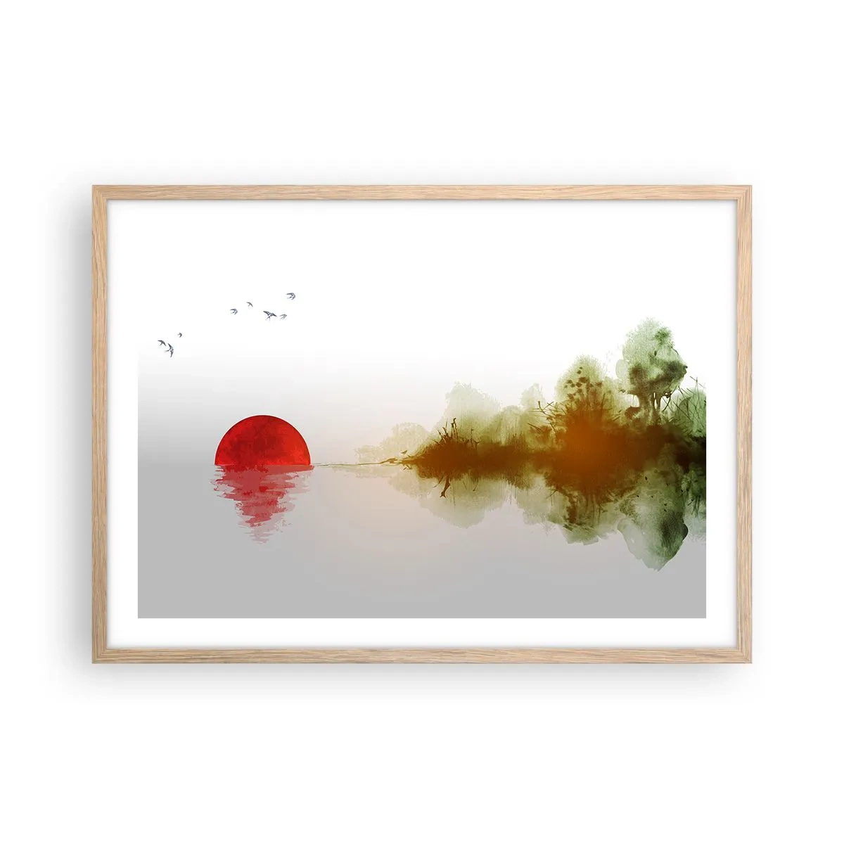 Plakat i ramme af lyst egetræ - Et løfte om fred - 70x50 cm