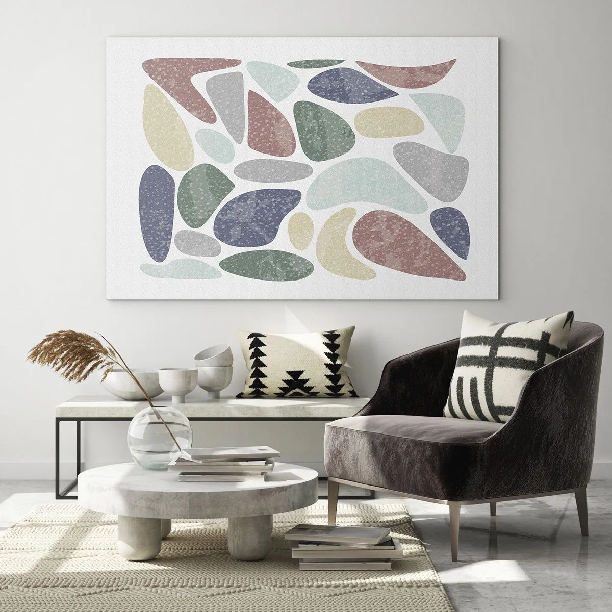 Billede på glas - Mosaik af pulveriserede farver - 100x70 cm