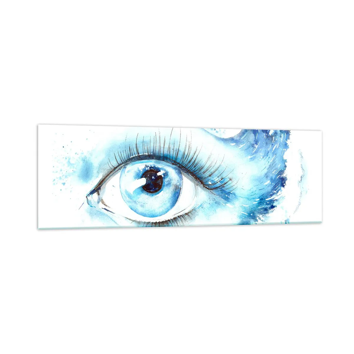 Billede på glas - Fordyb dig i det blå i dit blik - 160x50 cm