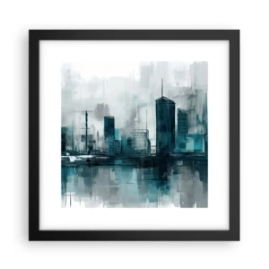 Plakat i sort ramme - Regnfarvet by - 30x30 cm