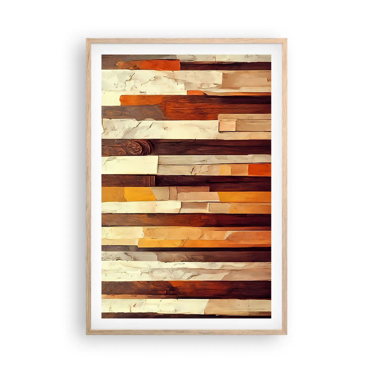 Plakat i ramme af lyst egetræ - Hymne af skovens træer - 61x91 cm