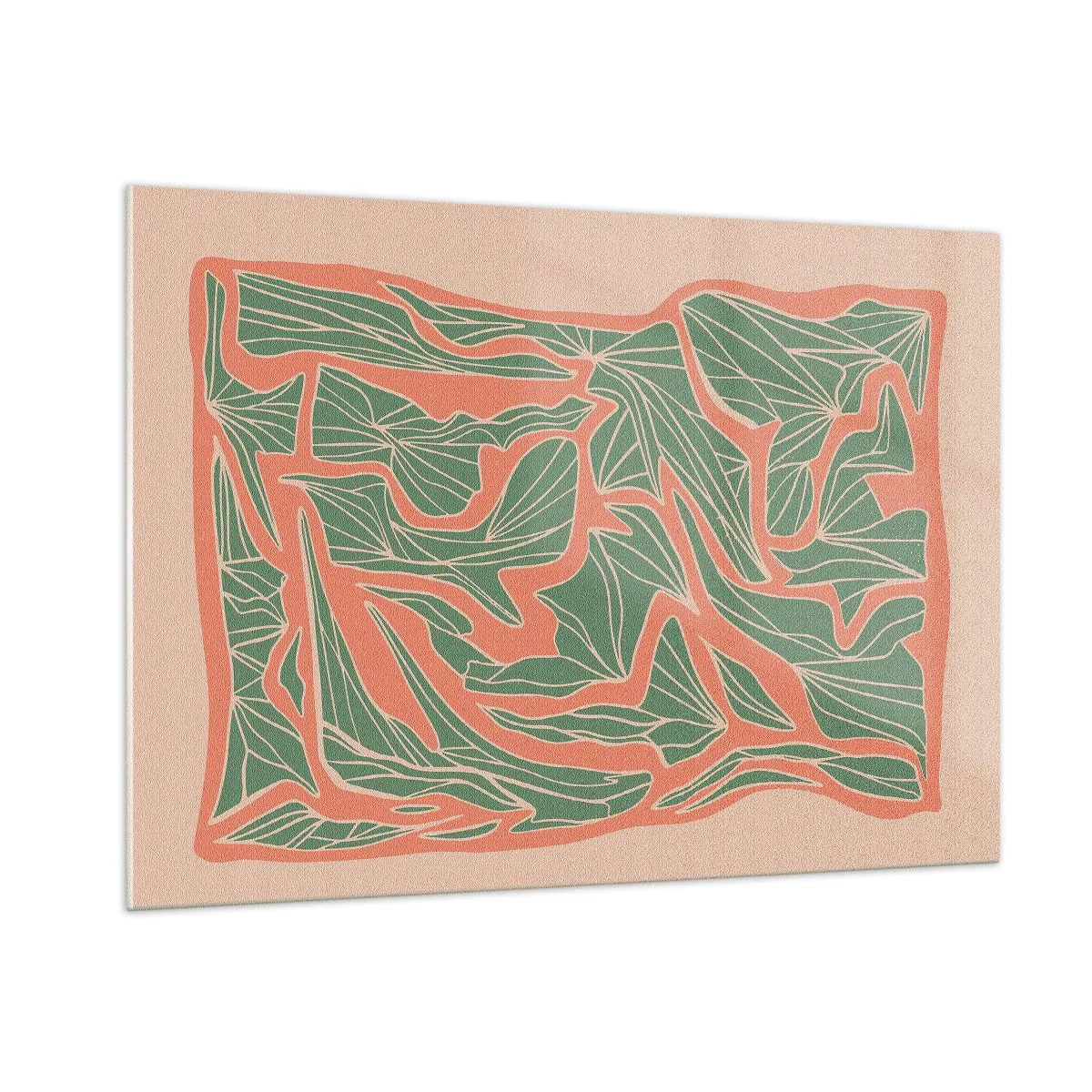 Billede på glas - En kamp mellem koral og grøn - 100x70 cm