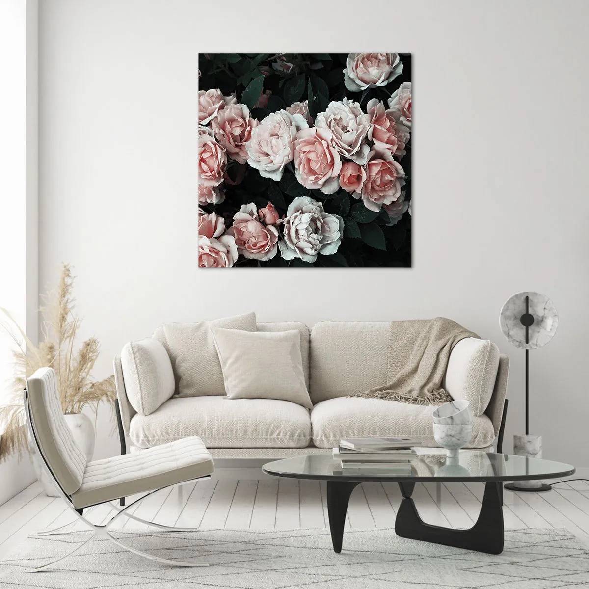 Billede på glas - Lyserød ansamble - 60x60 cm