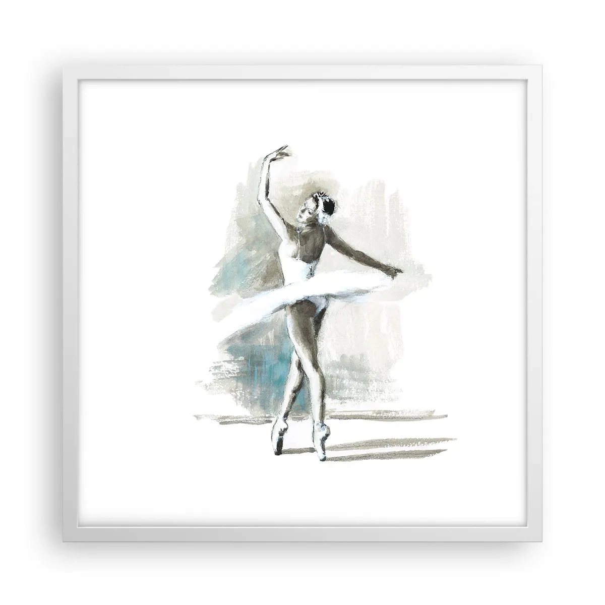 Plakat i hvid ramme - Fortryllet til en svane - 50x50 cm