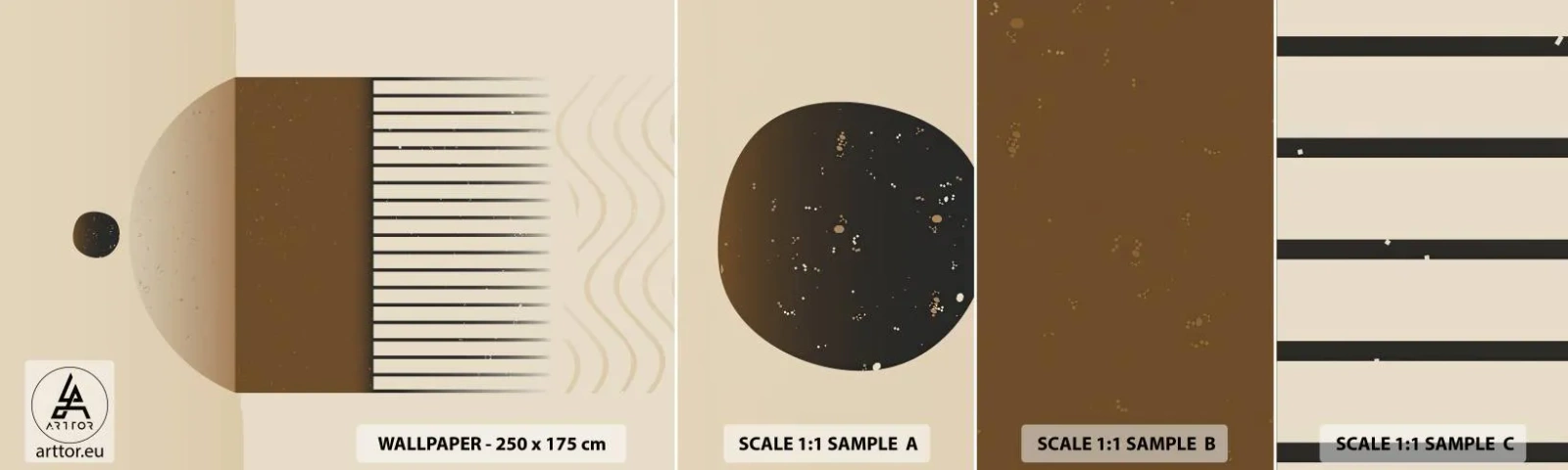 Prøve Fototapet Selvklæbende Deluxe Sticker - Forskellige stater - Abstraktion, Stykke, Minimalisme - 100x30 cm