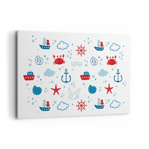 Lærredstryk - Billede på lærred - En fortælling om havet - 120x80 cm