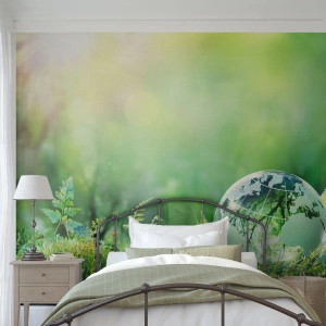 Fototapet Premium Sand - Grøn planet - Abstraktion, Bregne, Natur - 150x105 cm