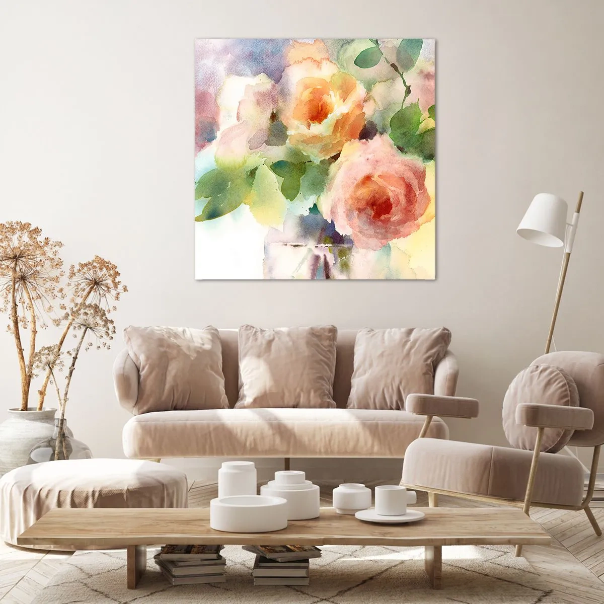 Lærredstryk - Billede på lærred - Delikat som akvarelfarve - 60x60 cm