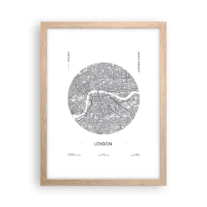 Plakat i ramme af lyst egetræ - Londons anatomi - 30x40 cm