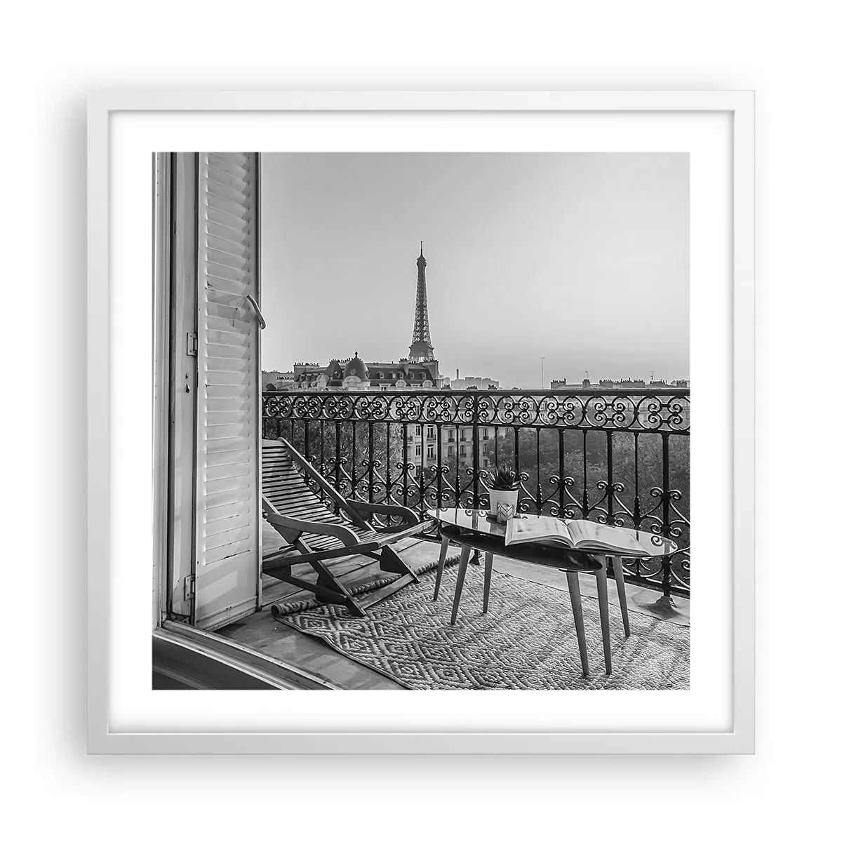 Plakat i hvid ramme - Eftermiddag i Paris - 50x50 cm