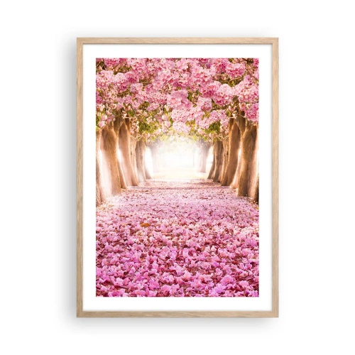 Plakat i ramme af lyst egetræ - Vejen til paradis - 50x70 cm