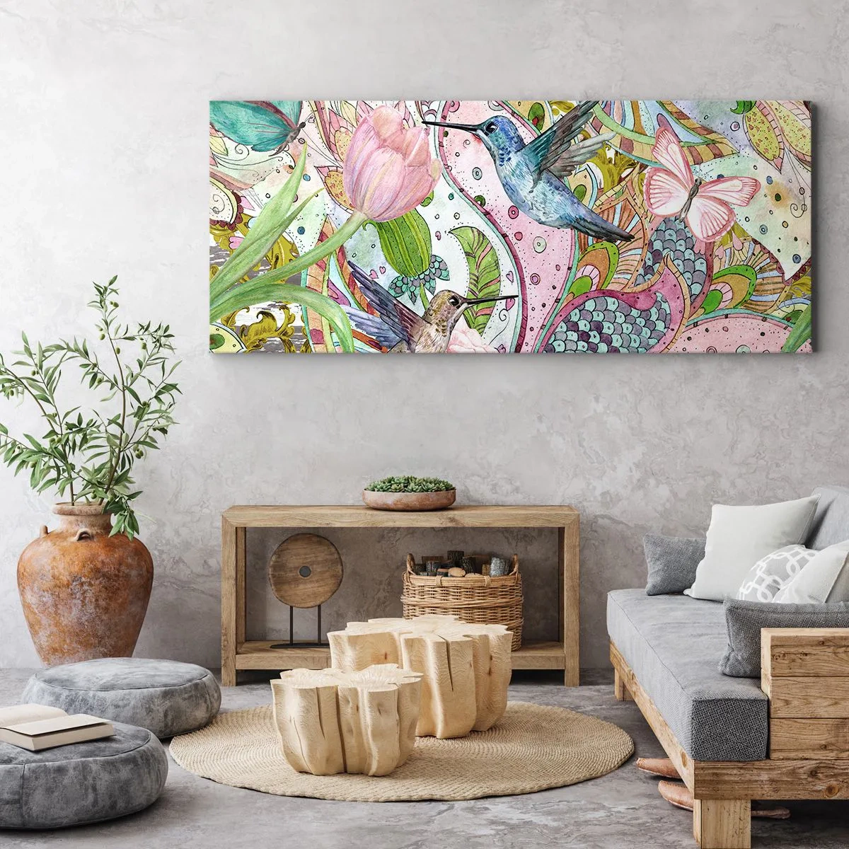 Lærredstryk - Billede på lærred - Forviklet i vinstokkene - 100x40 cm