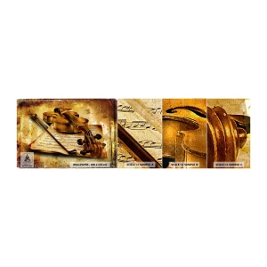 Prøve Fototapet Selvklæbende Deluxe Sticker - Virtuos søges omgående - Violin, musik, Musik noder - 100x30 cm