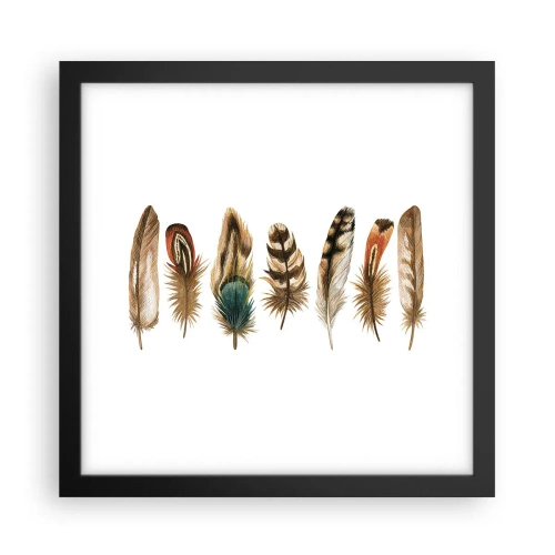 Plakat i sort ramme - Variation med fjer - 30x30 cm