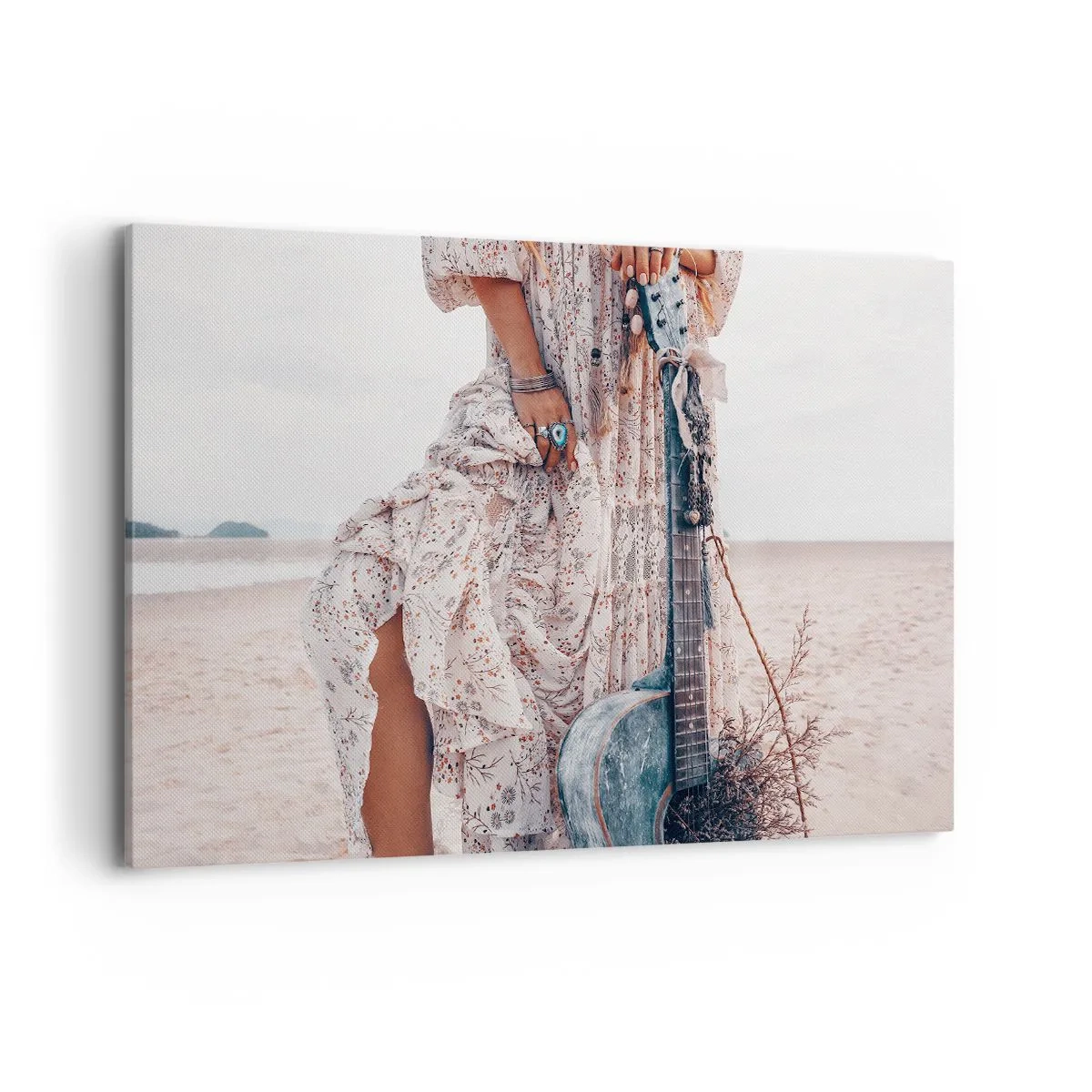 Lærredstryk - Billede på lærred - Børn blomster på vej - 120x80 cm