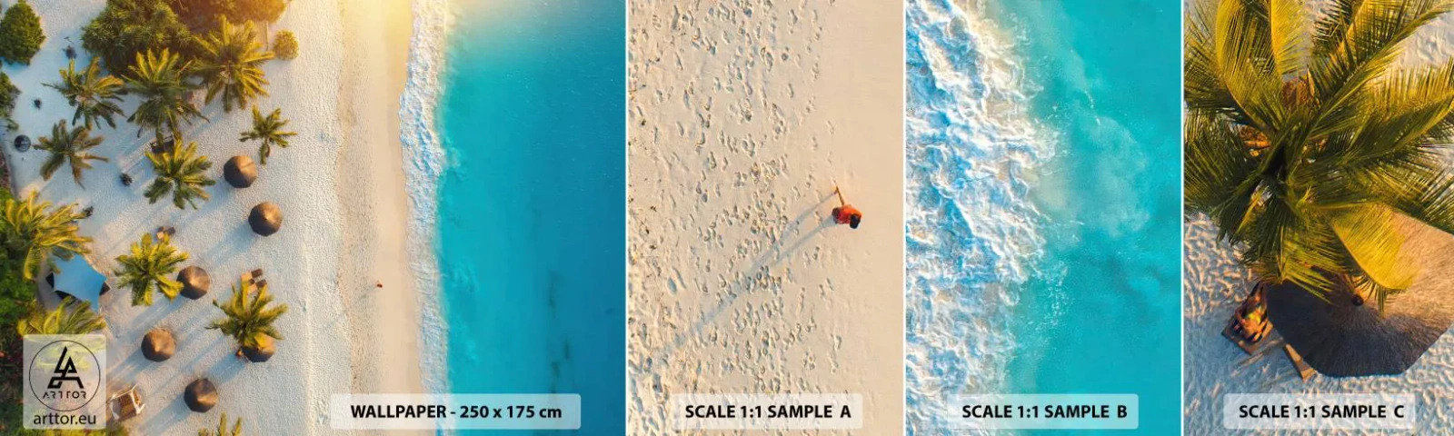 Prøve Fototapet Selvklæbende Deluxe Sticker - Velkommen til paradis - Strand, Palmer, Eksotisme - 100x30 cm