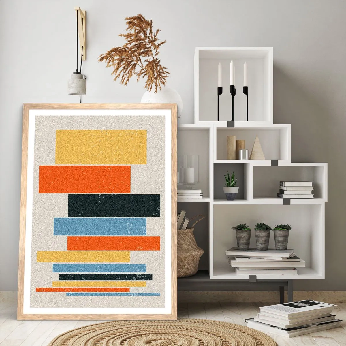 Plakat i ramme af lyst egetræ - Optagelse af musik - 50x70 cm