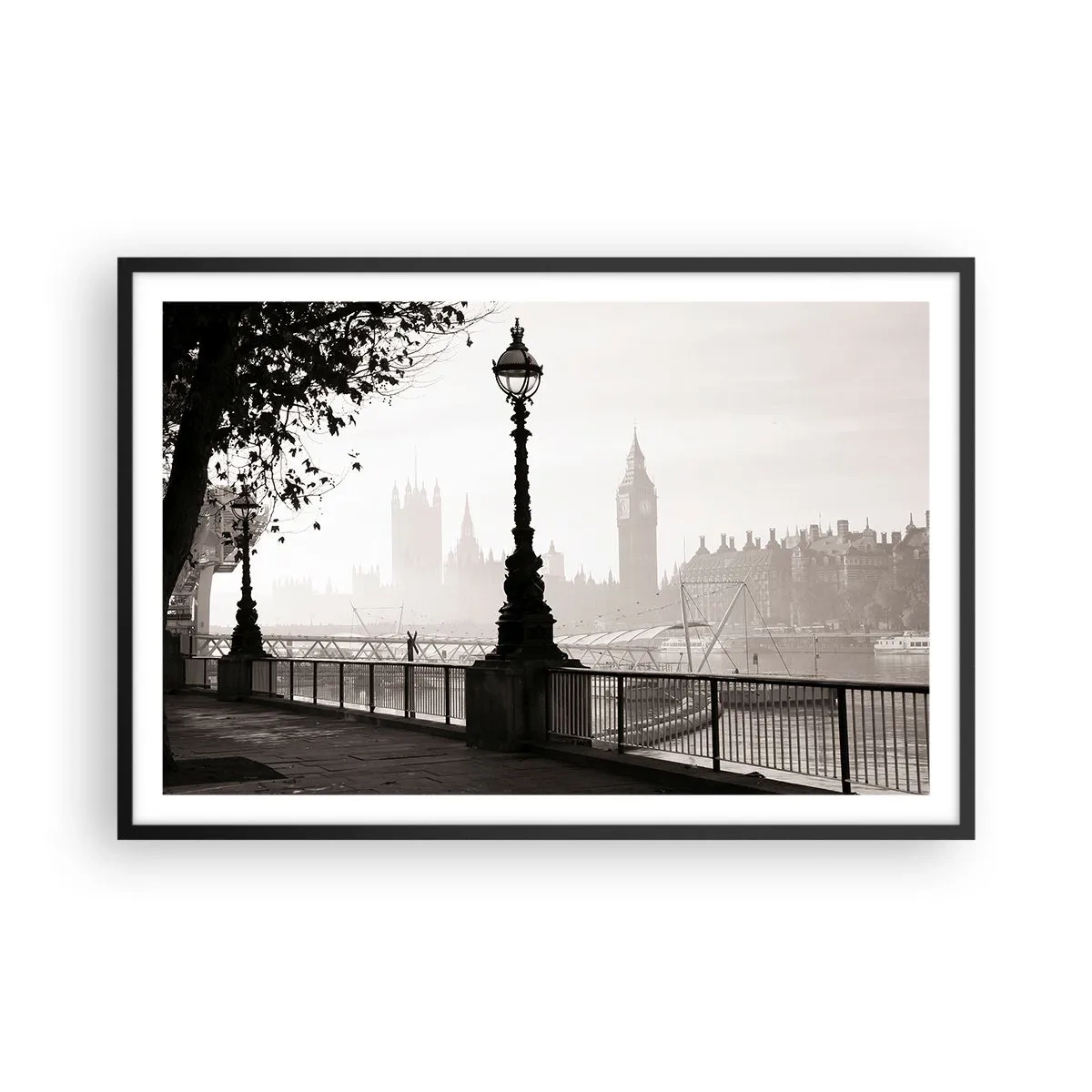 Plakat i sort ramme - London morgen - 91x61 cm