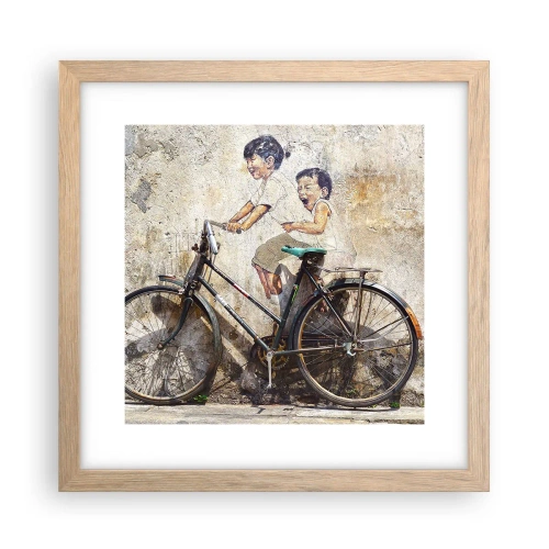 Plakat i ramme af lyst egetræ - Sandt eller falsk? - 30x30 cm