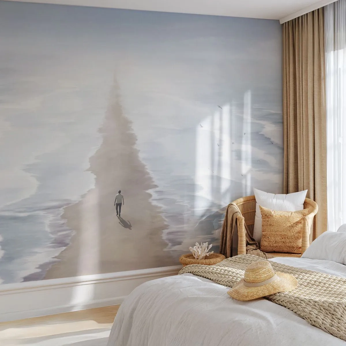 Fototapet Premium Sand - Lys fremtid - Hav, Lyse, Strand - 100x70 cm