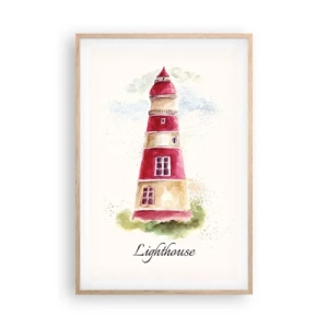 Plakat i ramme af lyst egetræ - Altid vejret omkring - 61x91 cm