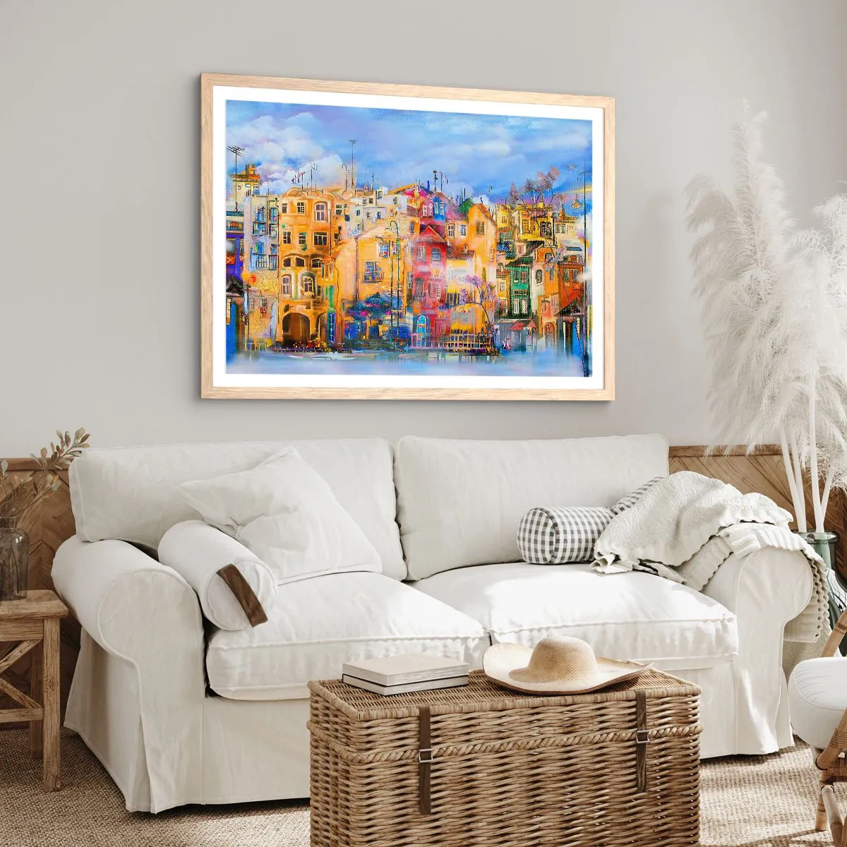 Plakat i ramme af lyst egetræ - Vi er sammen - 70x50 cm