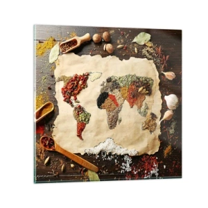 Billede på glas - Alle verdens smage - 70x70 cm