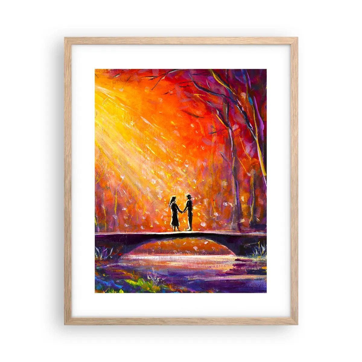 Plakat i ramme af lyst egetræ - Himlen elsker dem også - 40x50 cm