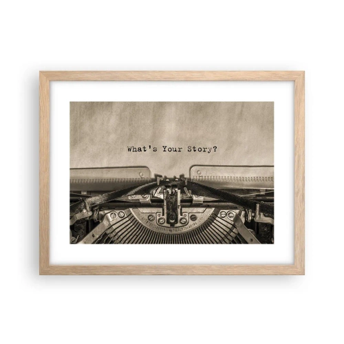 Plakat i ramme af lyst egetræ - Fortæl mig - 40x30 cm