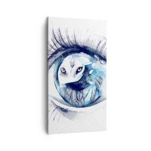 Lærredstryk - Billede på lærred - Øje mod øje med vildskab - 45x80 cm