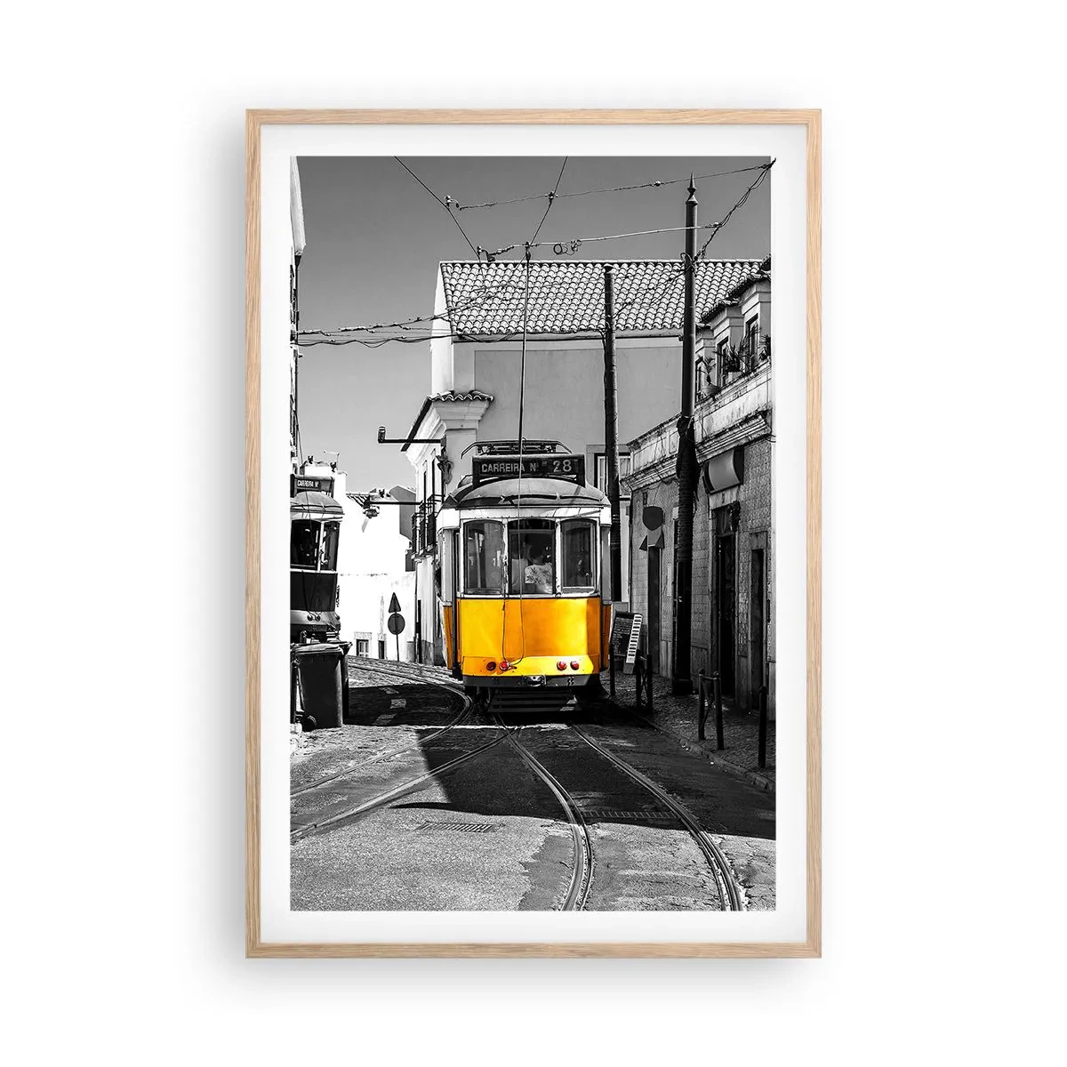 Plakat i ramme af lyst egetræ - Lissabons ånd - 61x91 cm