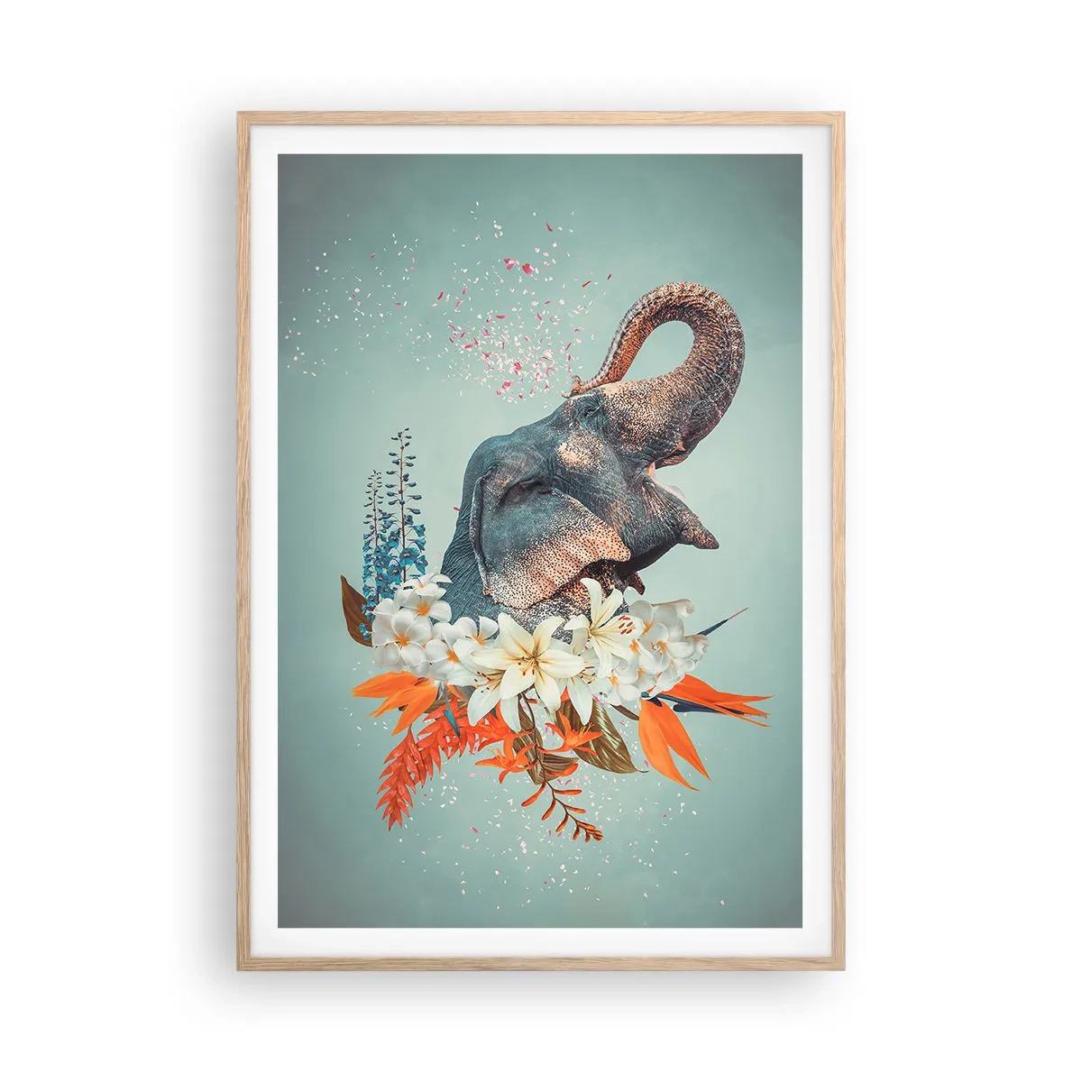 Plakat i ramme af lyst egetræ - Brøl af glæde - 70x100 cm