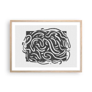 Plakat i ramme af lyst egetræ - Abstraktion: en dans af glæde - 70x50 cm