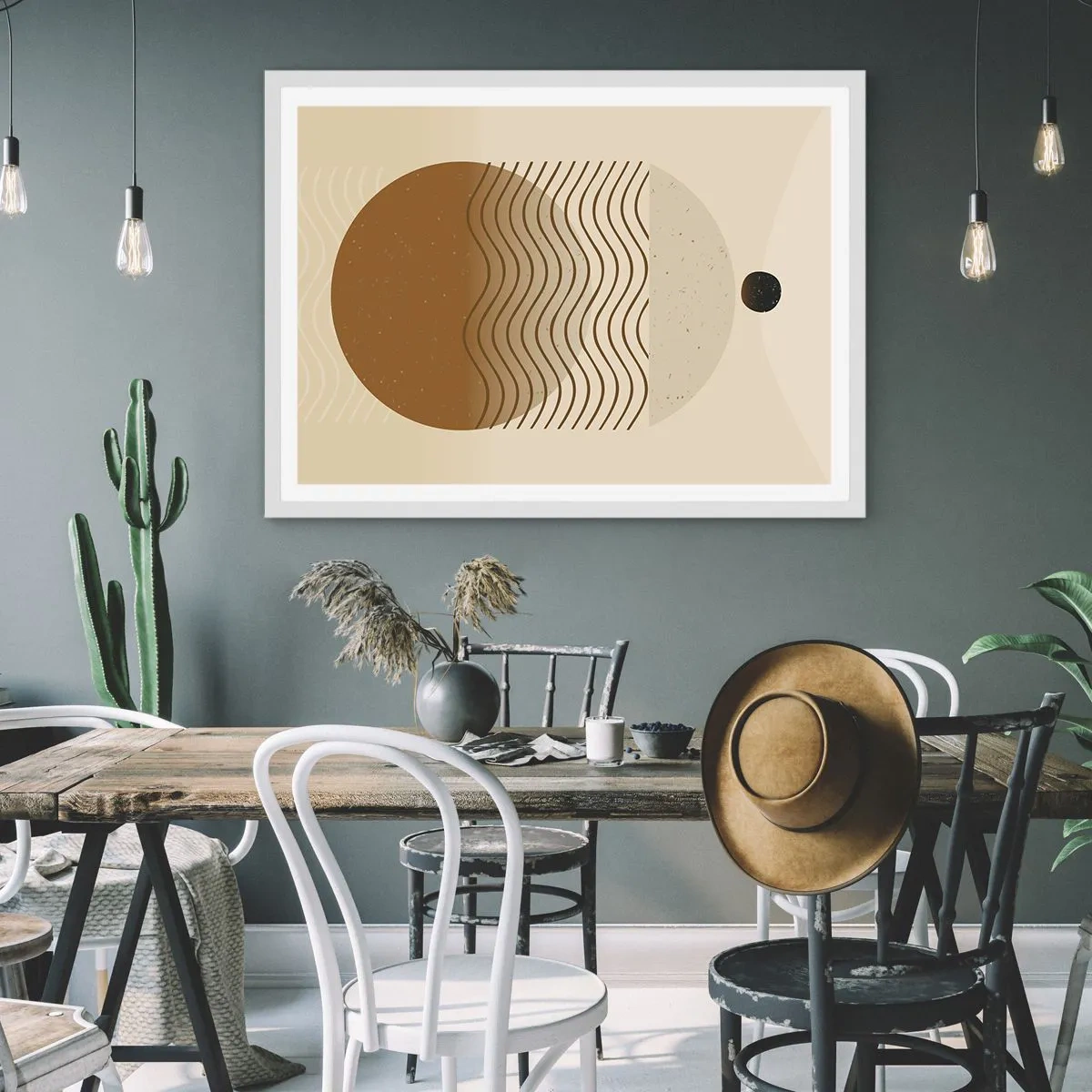 Plakat i hvid ramme - Om geometriske figurers oprindelse - 91x61 cm