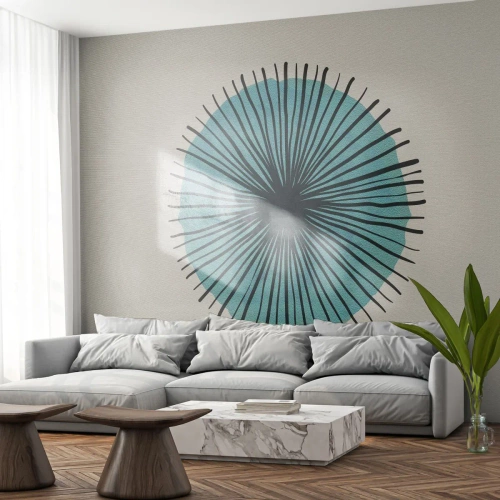 Fototapet Selvklæbende Deluxe Sticker - Strålende på blå - Abstraktion, Stykke, Moderne kunst - 150x105 cm